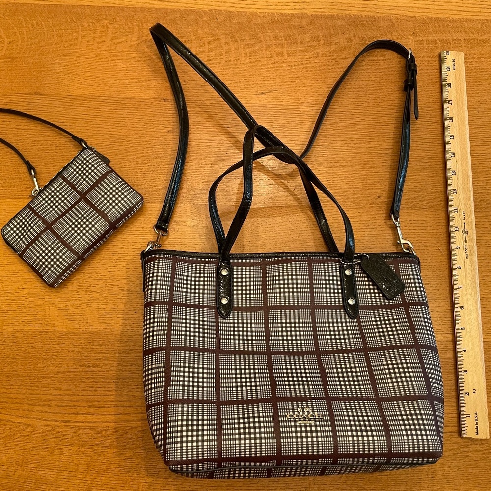 Coach Tartan/Plaid Handbag PLUS  Zip Wristlet